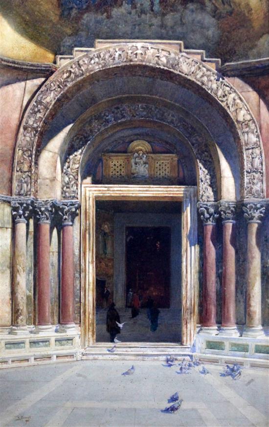 Reginald Barratt (1861-1917) Architectural study of St Marks Basilica, 19 x 12.5in.